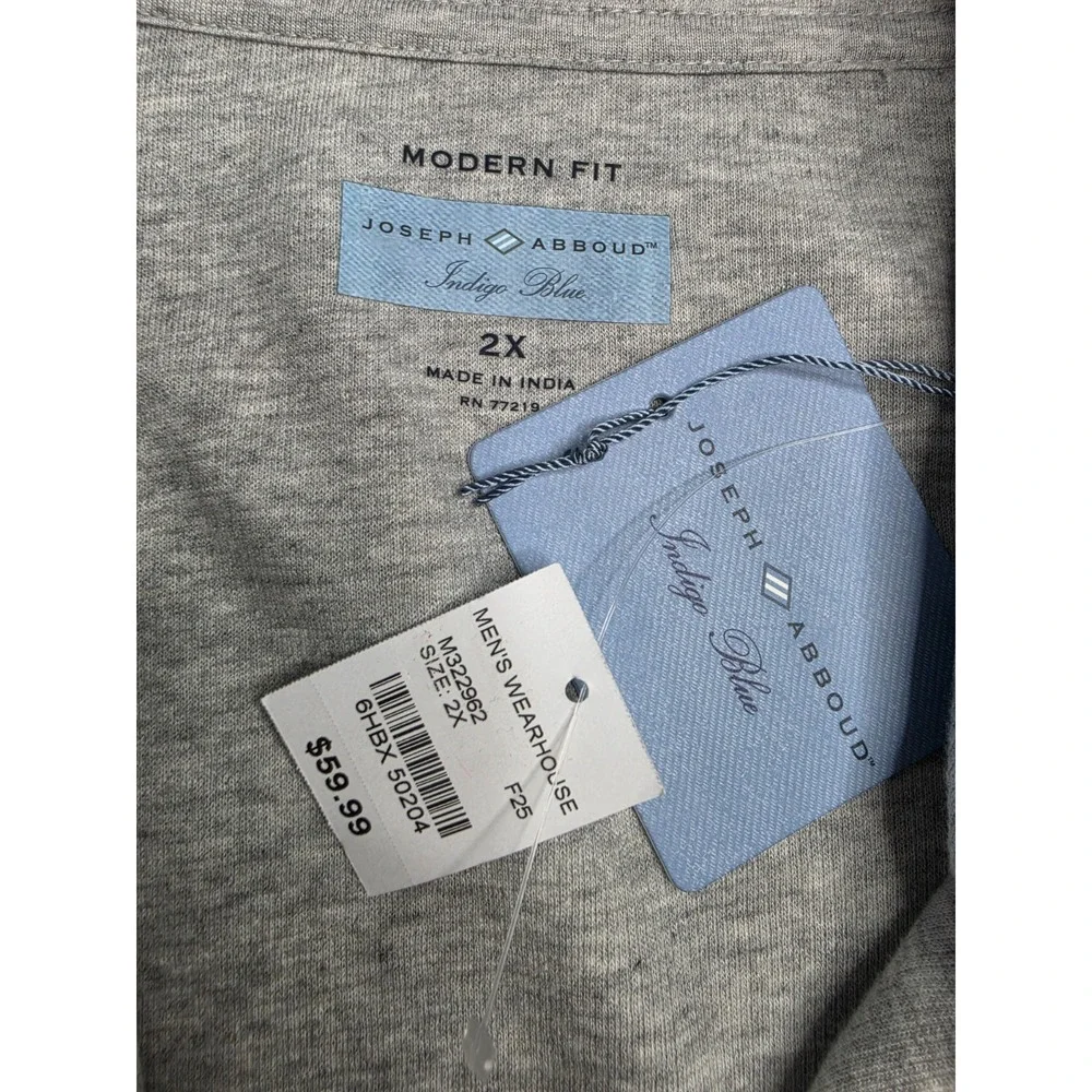Joseph Abboud Sweater Men's 2X Gray Tight Knit Mock Neck Quarter Zip Outdoor